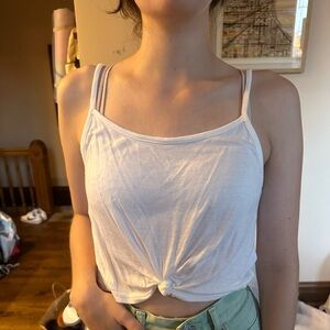 Women’s US 6 Topshop cropped white tank with front tie spaghetti strap